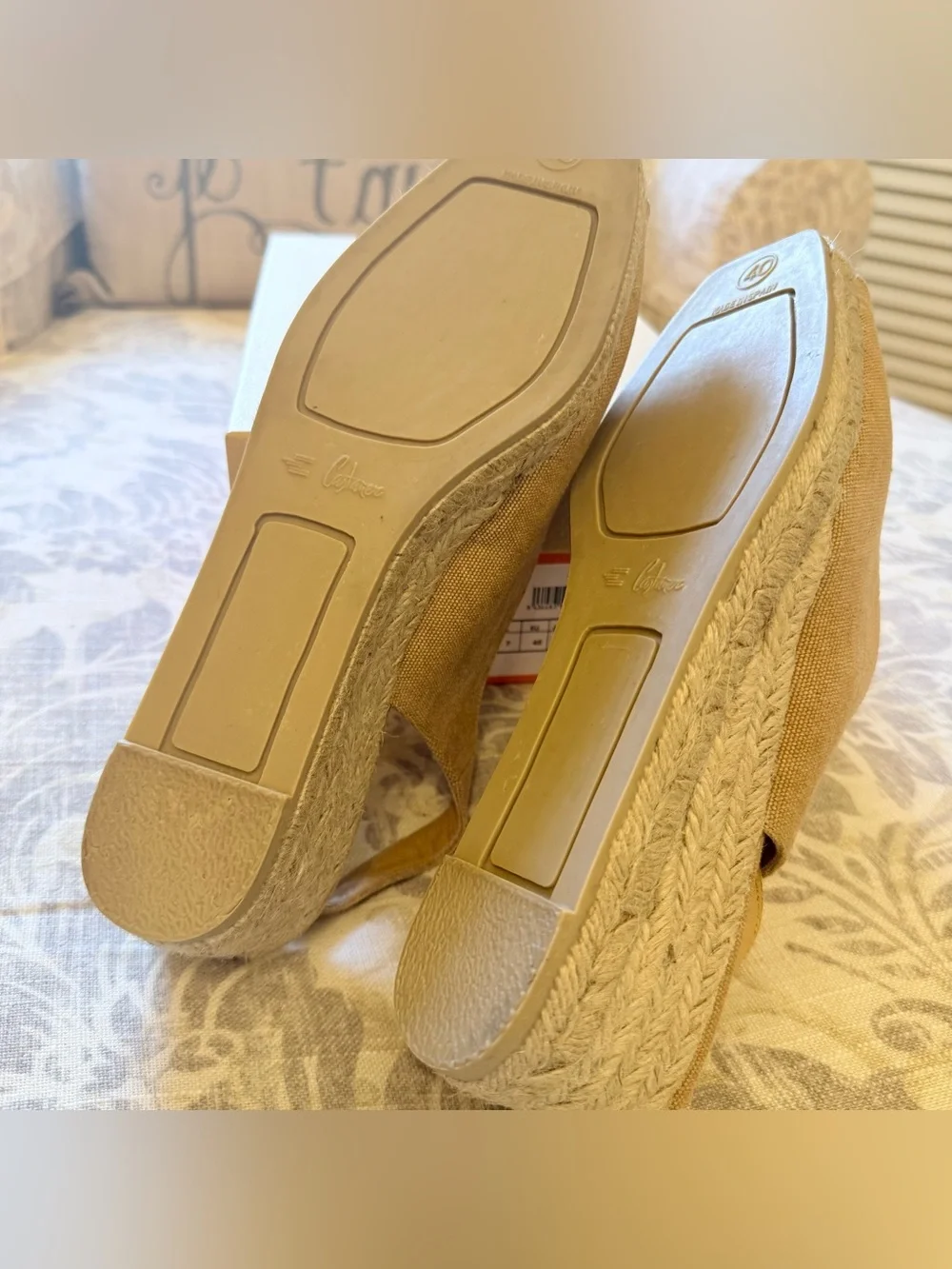 Castañer Dosalia Canvas Espadrille Wedge Sandals Beige Linen EU 40 / US 9 EUC